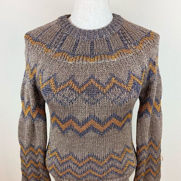 (nude) Gold Metallic Round-Neck Knit Sweater - Picture 3 of 6